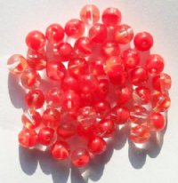 50 8mm Crystal & Red Givre Round Glass Beads